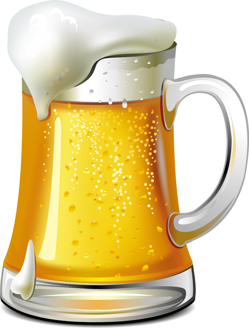 Realistic beer and cups vector material 01