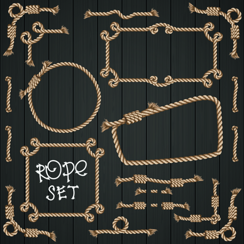 Realistic rope border and frame vector 05