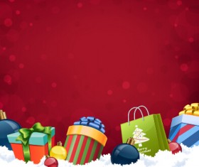 Red background with christmas gift vector