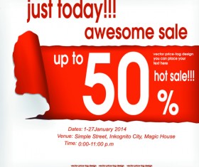 Red style sale discounts background vector 01