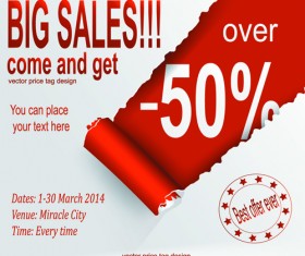 Red style sale discounts background vector 02