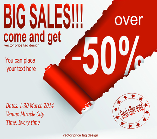 Red style sale discounts background vector 02