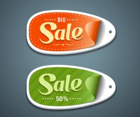 Red with green big sale sticker vector