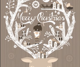 Reindeer with santa claus vector background