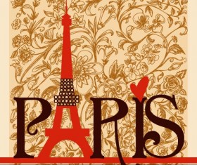 Romantic paris floral background vector