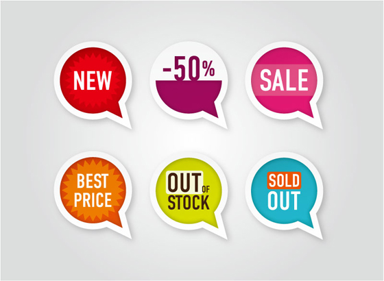 Sale with discounts bubble sticker vector