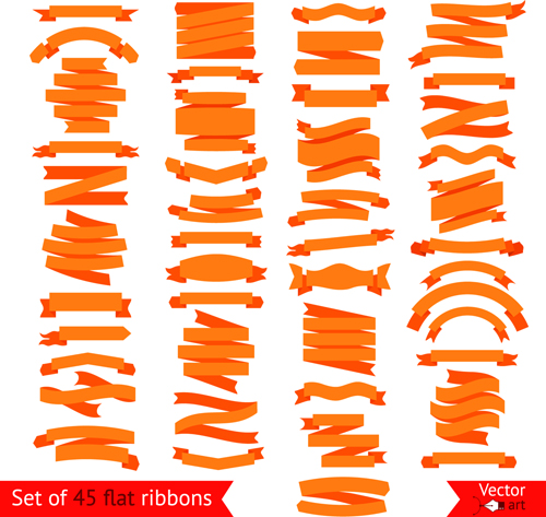 Set of flat colored ribbons vector 01