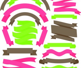 Set of flat colored ribbons vector 04