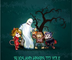 Set of halloween vintage background vector 01