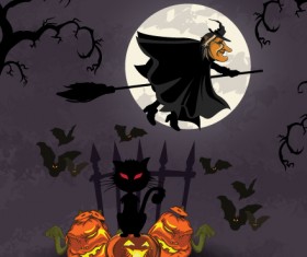 Set of halloween vintage background vector 09