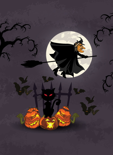 Set of halloween vintage background vector 09