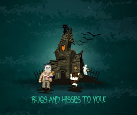 Set of halloween vintage background vector 12