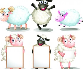 Sheeps cute cartoon vectors set