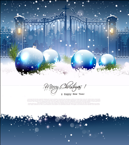 Shiny christmas baubles with snow vector 01