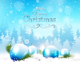 Shiny christmas baubles with snow vector 02