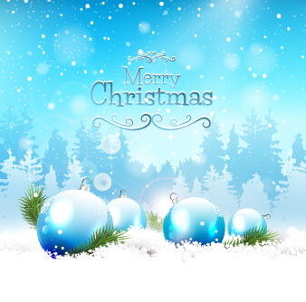 Shiny christmas baubles with snow vector 02