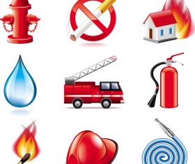 Shiny fire series icons vector material