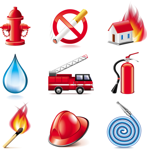 Shiny fire series icons vector material