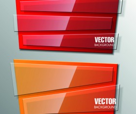 Shiny glass with origami banner vector 01
