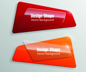 Shiny glass with origami banner vector 02