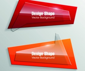 Shiny glass with origami banner vector 03