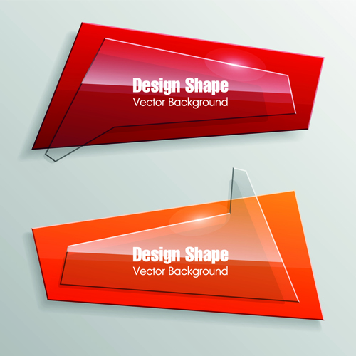 Shiny glass with origami banner vector 03
