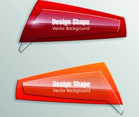 Shiny glass with origami banner vector 05