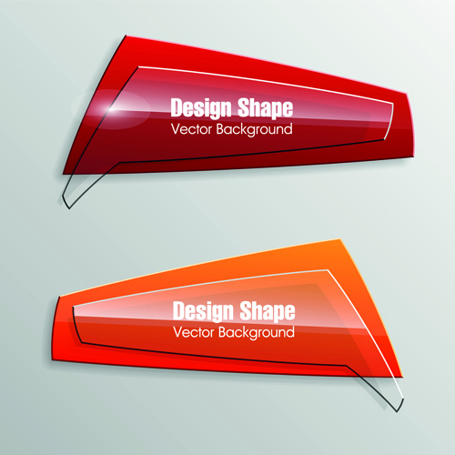 Shiny glass with origami banner vector 05