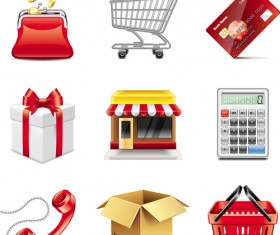 Shopping elements icons vector set