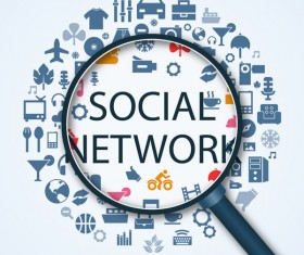 Social networking infographics with magnifier vector