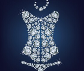 Sparkling diamonds clothing vector set 04