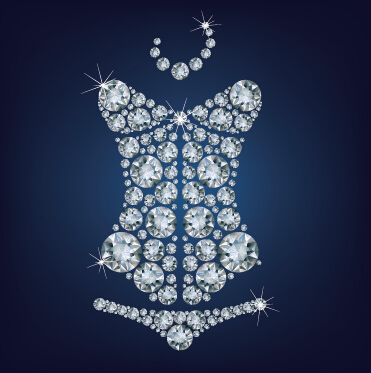 Sparkling diamonds clothing vector set 04
