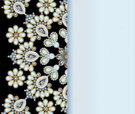 Stones and diamonds floral background vector 01