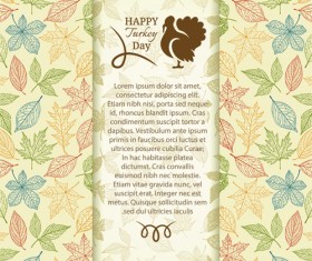 Turkey Day background with leaves vector