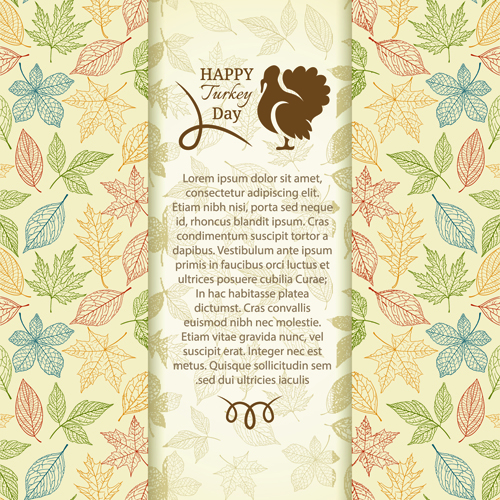 Turkey Day background with leaves vector