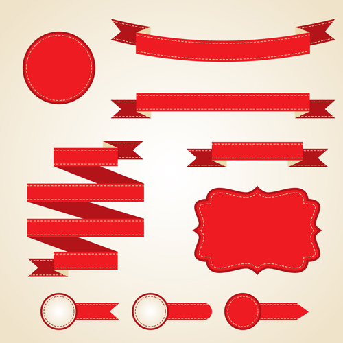 Various red ribbons 01 vector