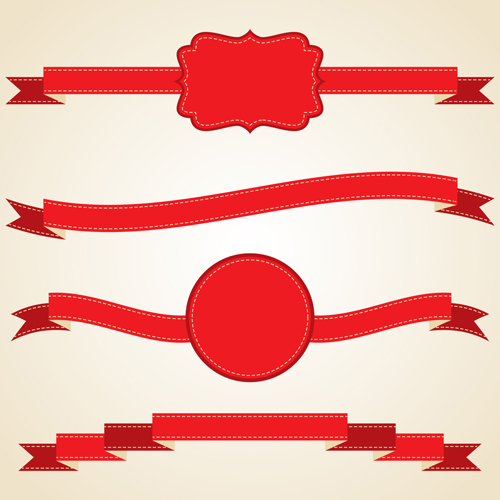 Various red ribbons 06 vector