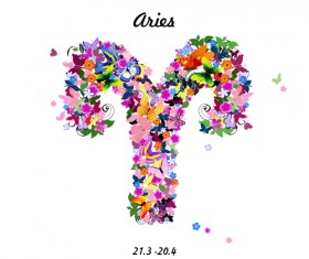 Vector horoscope flower set 01