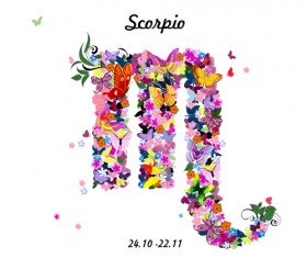 Vector horoscope flower set 02