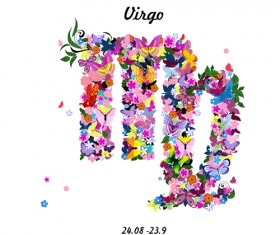 Vector horoscope flower set 03