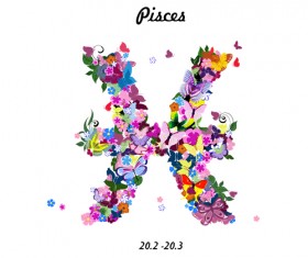 Vector horoscope flower set 04