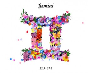 Vector horoscope flower set 05