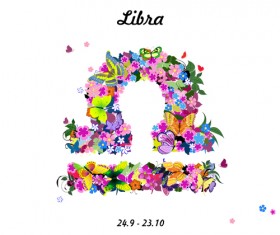 Vector horoscope flower set 06