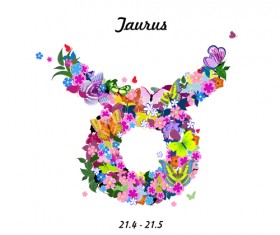 Vector horoscope flower set 07