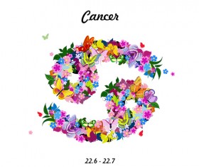 Vector horoscope flower set 08