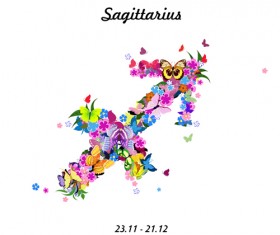 Vector horoscope flower set 12