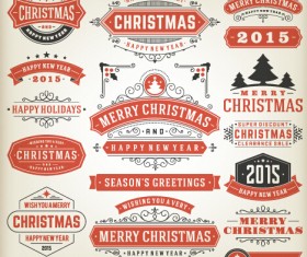 Vintage 2015 christmas labels creative vector 05