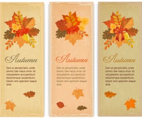 Vintage autumn leaves vector banners 01