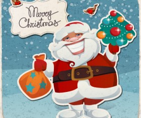Vintage christmas cartoon card vector 02