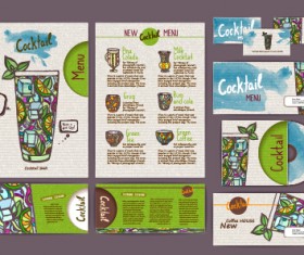 Vintage cocktail corporate identity kit vector 02